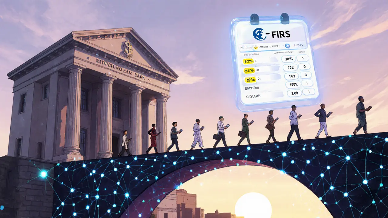 A symbolic bridge connecting banks to crypto trading, representing Nigeria's shift to regulated digital finance.