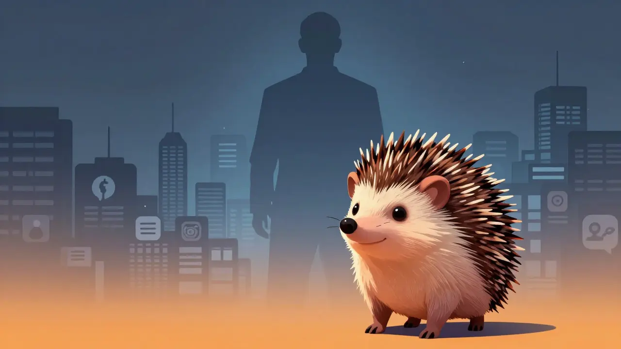 Anime art showing hedgehog and distant celebrity hype influence