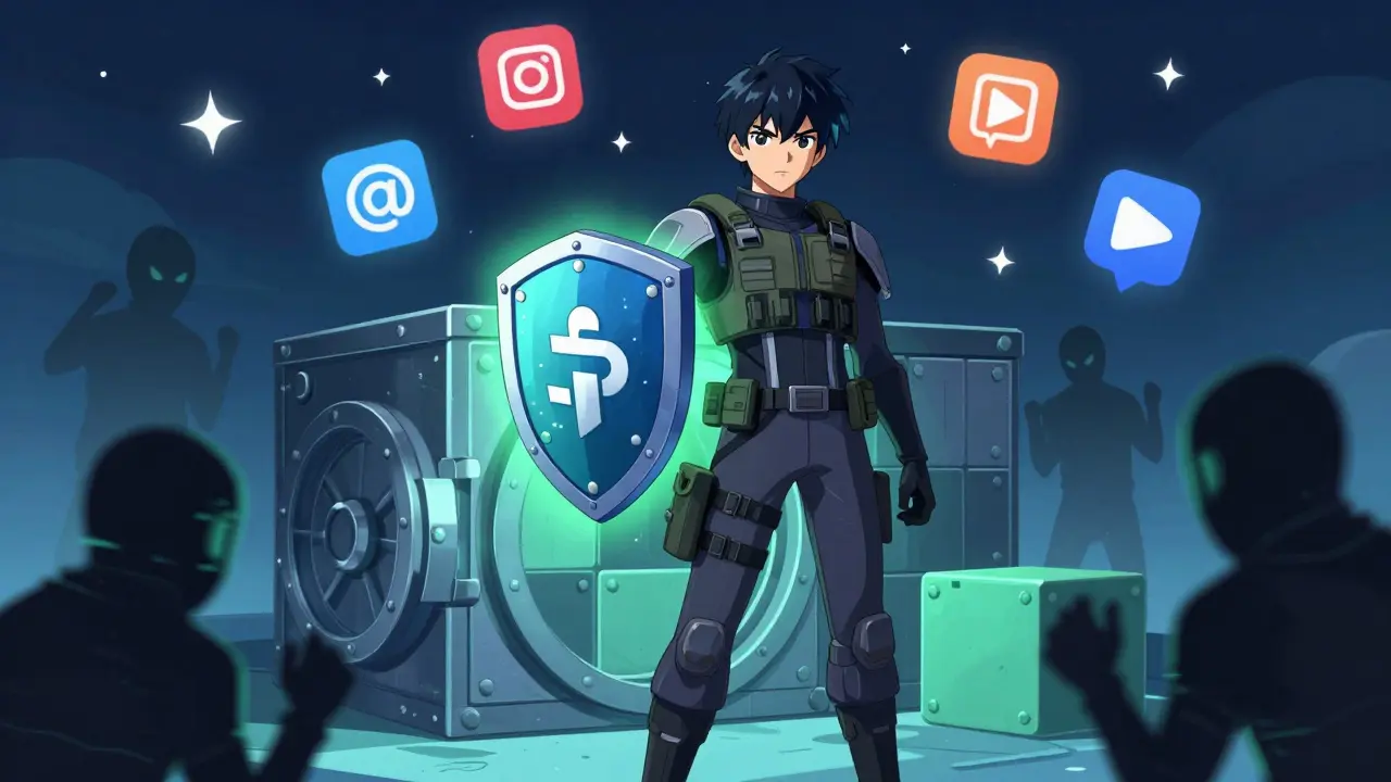 Anime guardian protecting crypto assets from digital threats