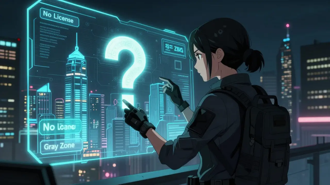 Hacker analyzing holographic map of unregulated crypto exchange risks