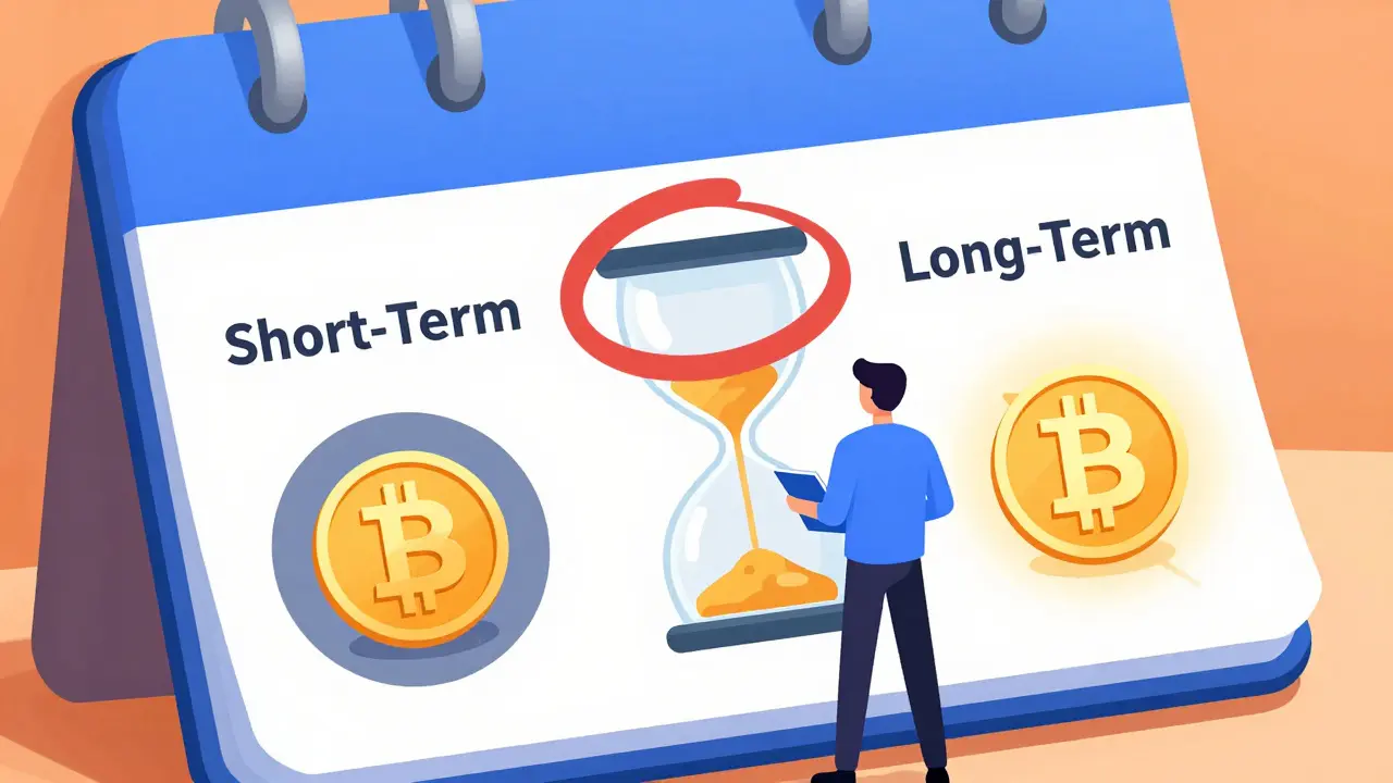 Anime art showing long-term vs short-term capital gains timeline