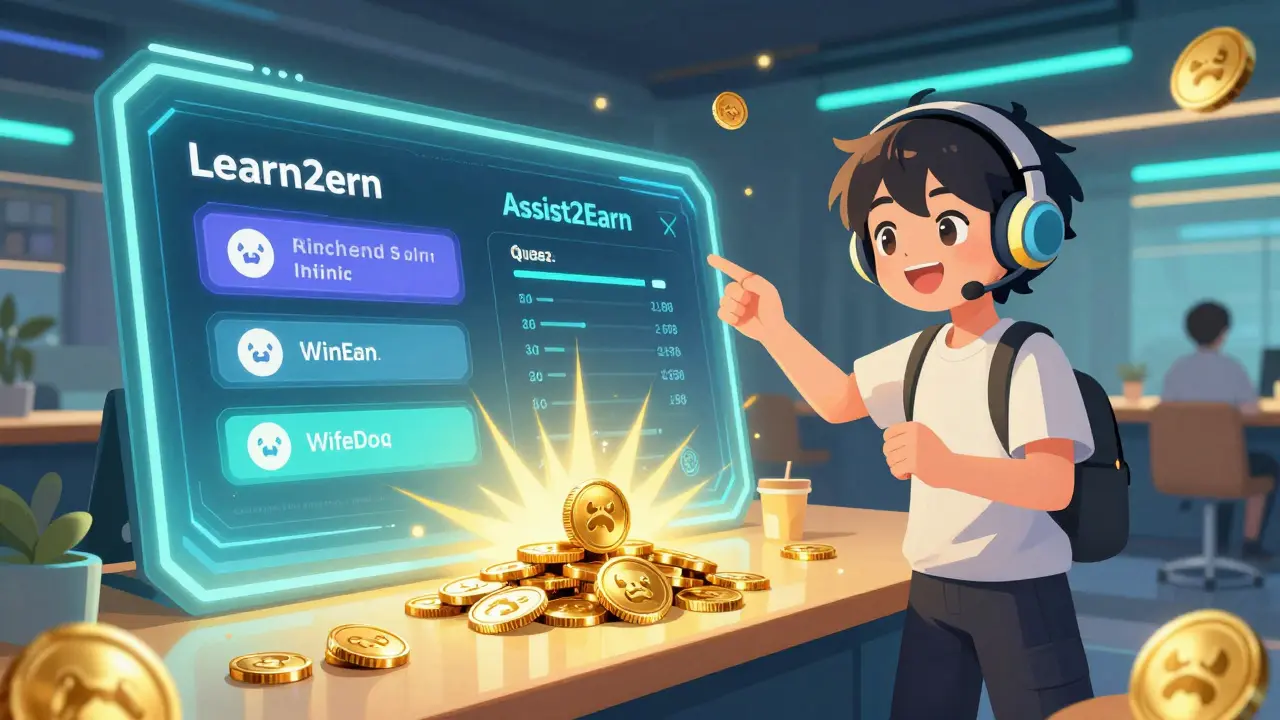 Anime character earning tokens via exchange promotions