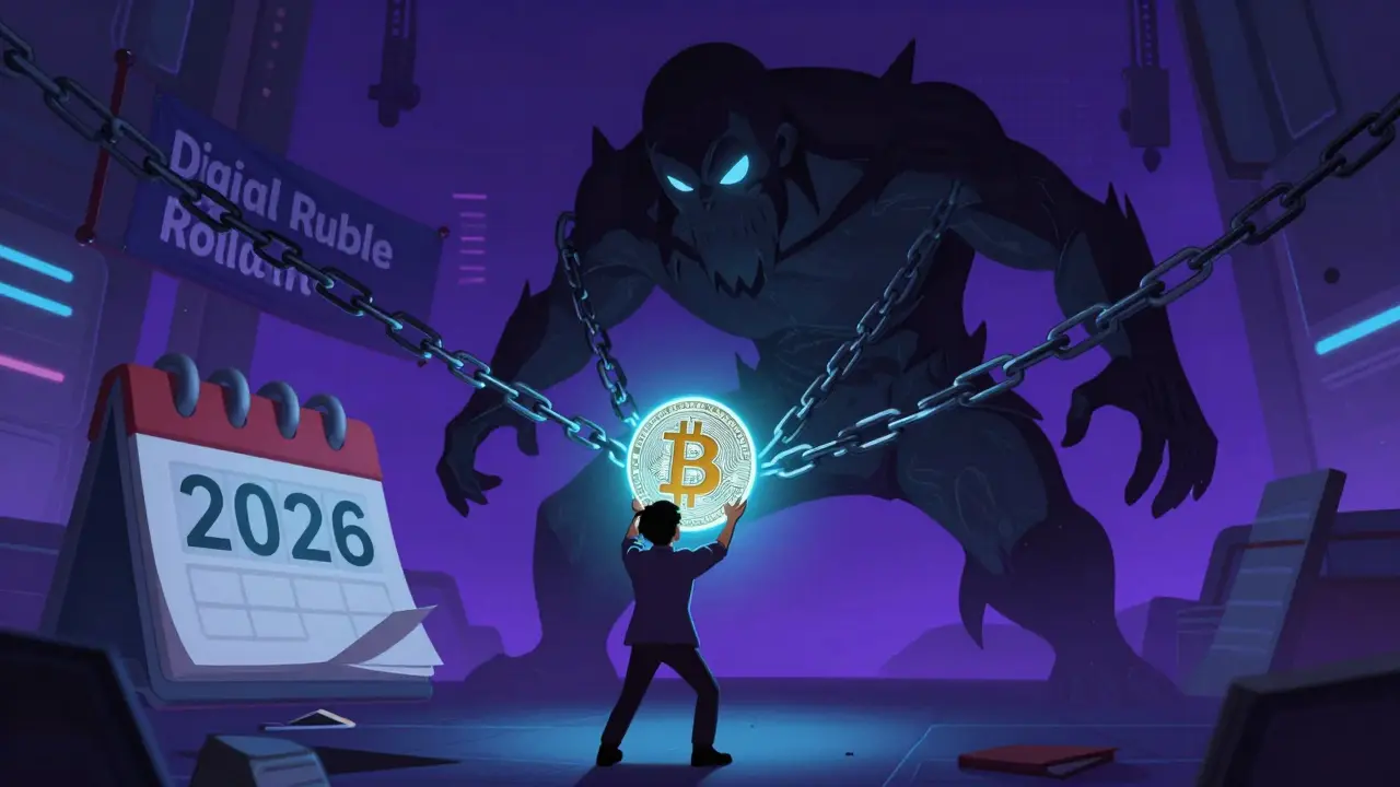 Anime concept art showing state control over crypto traders