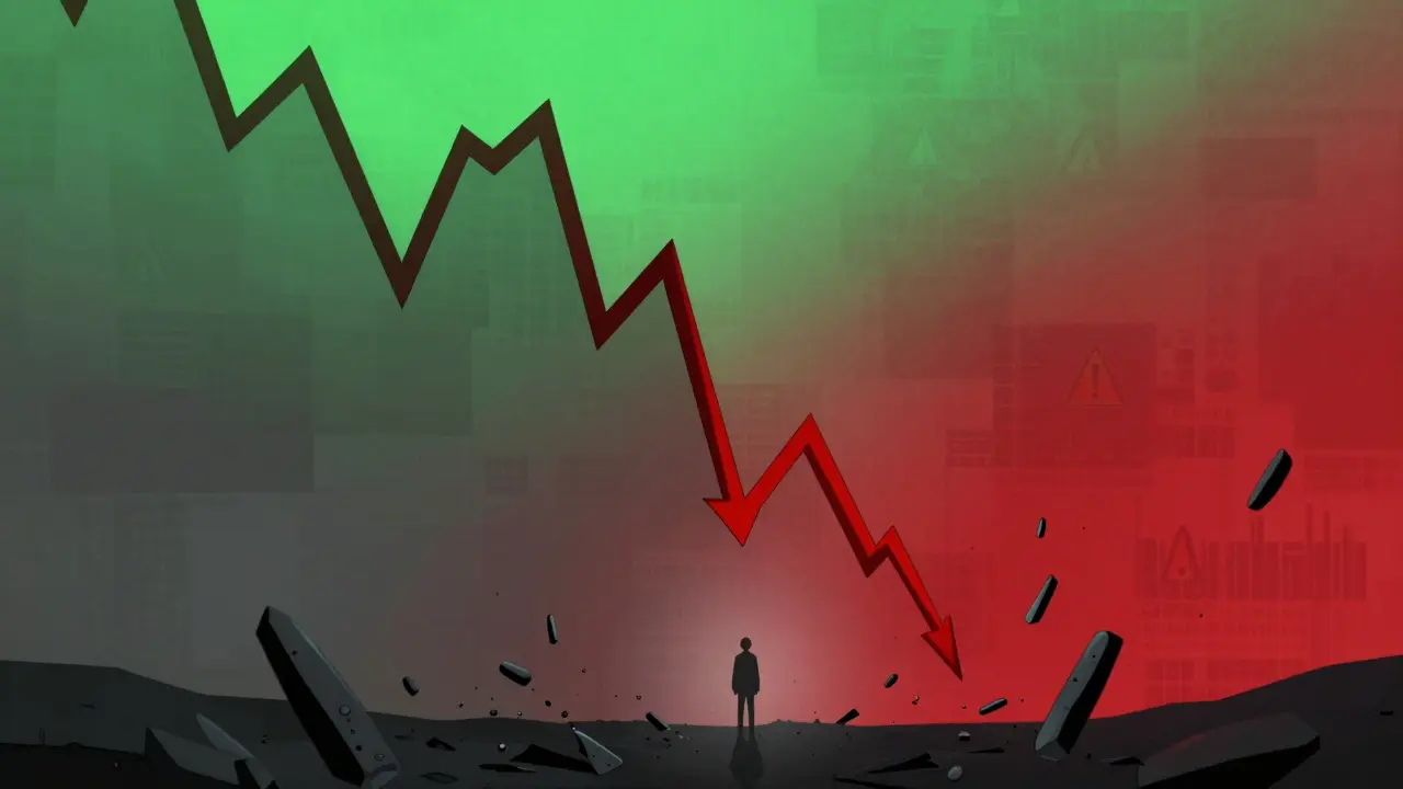 Dramatic anime scene of a crashing crypto price chart symbolizing volatility