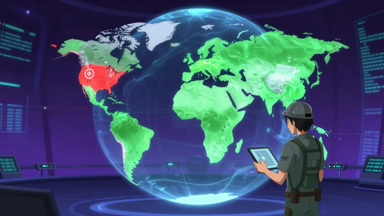 Anime miner strategizing global relocation via hologram