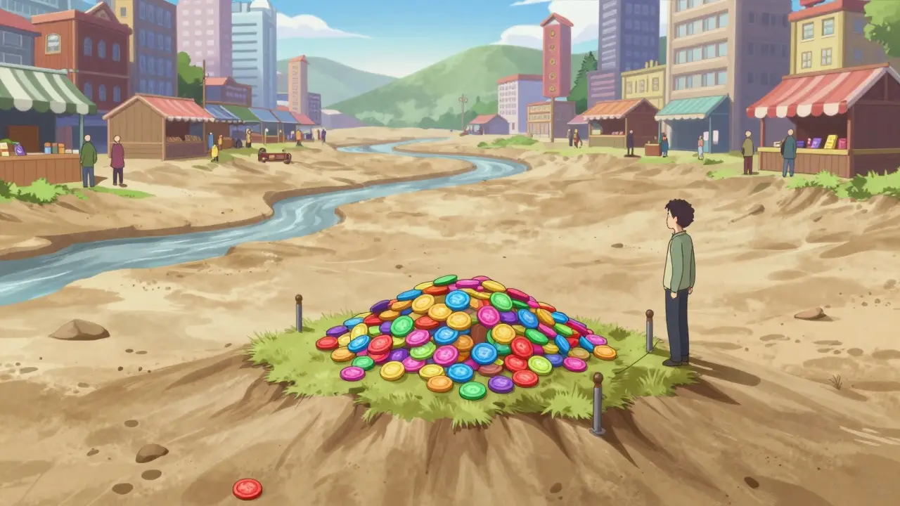Anime scene showing trapped tokens in low liquidity pool