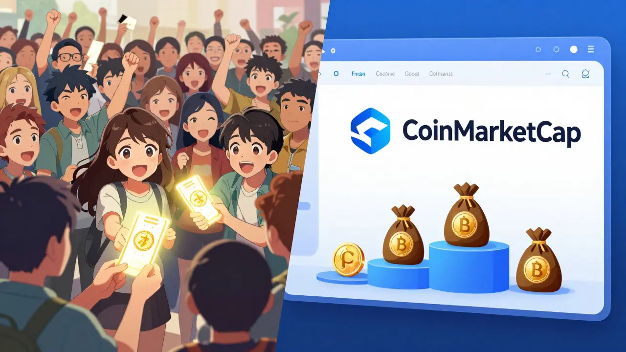 Anime split scene showing mass ticket distribution vs selective token winners