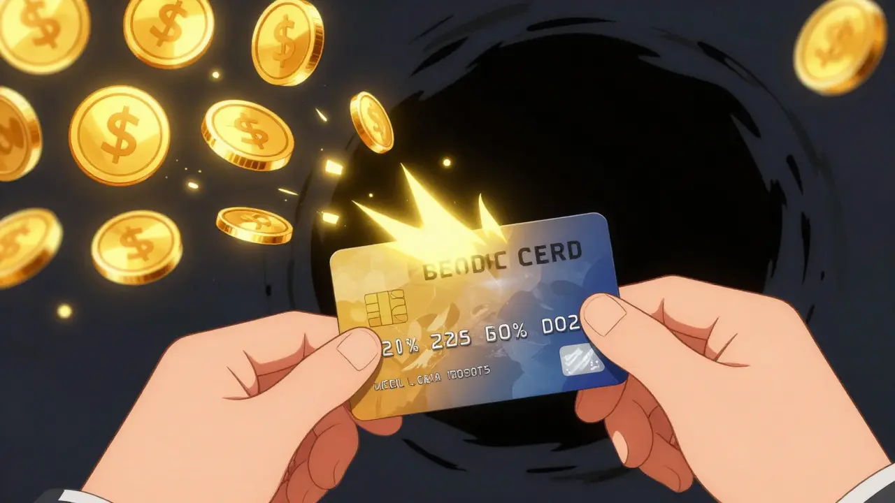 Anime hand losing digital coins from a credit card
