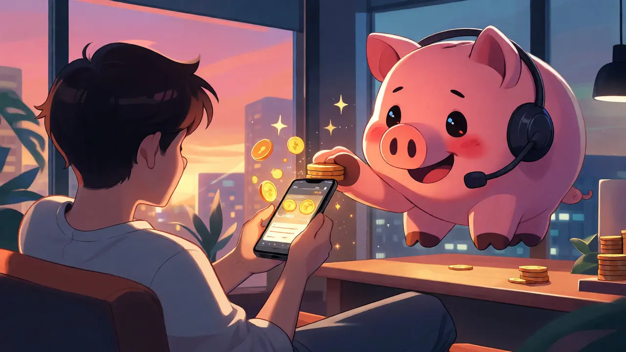 Anime character earning passive interest from Hive Dollar savings