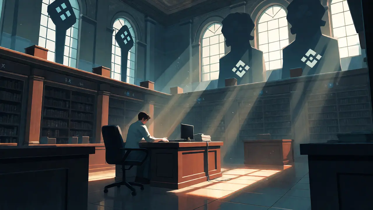 Lonely anime trader in a sparse room contrasted with giant exchange silhouettes.